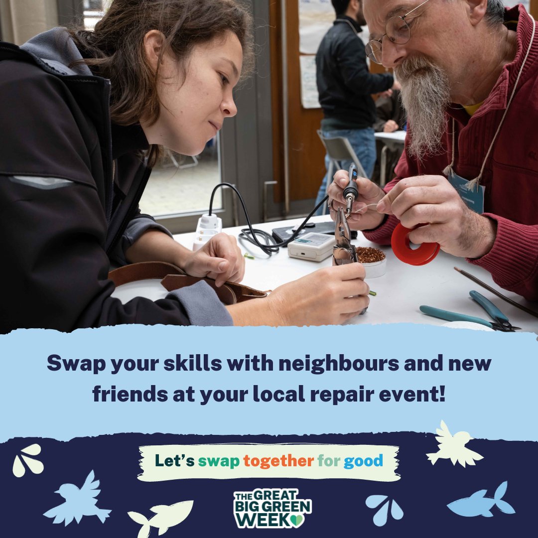 RestartProject's tweet photo. We need to preserve repair knowledge if we want to build a resilient repair culture and Restart Parties are the perfect chance to #swaptogether by sharing your fixing skills 🧰🪛⁠

Why not check out a #GreatBigGreenWeek repair event and learn something new!⁠
⁠
📸 @markaphill⁠ https://t.co/znzwuYOV5a