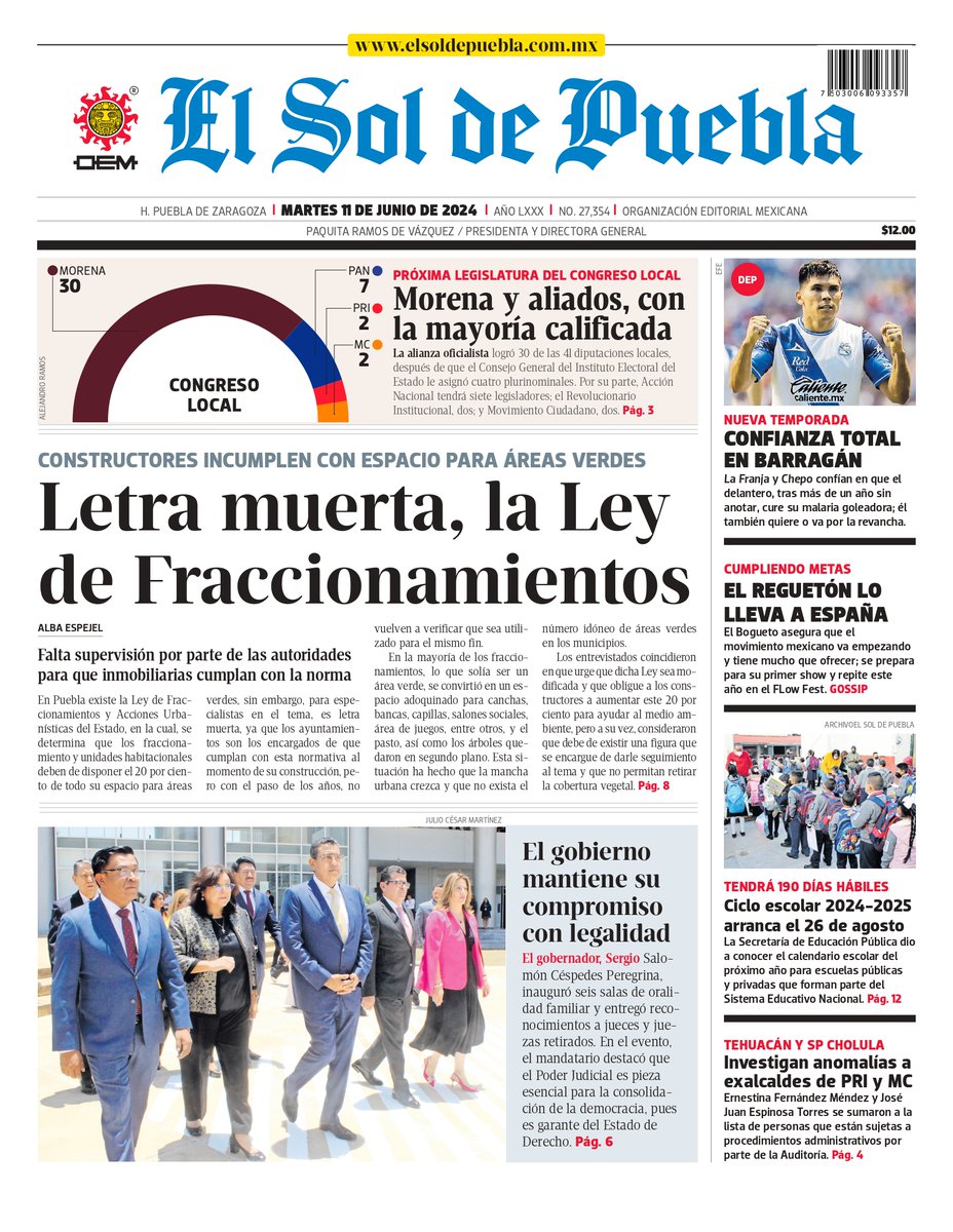elsoldepuebla1's tweet photo. 📌 En Portada

- Letra muerta, la Ley de Fraccionamientos
- El gobierno mantiene su compromiso con legalidad
-Ciclo escolar 2024­2025 arranca el 26 de agosto
- Investigan anomalías a  exalcaldes de PRI y MC https://t.co/TqYgvznufn