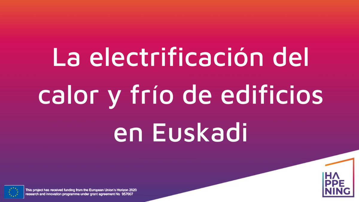 Jornada sobre la electrificación del calor y frío de edificios en Euskadi donde analizaremos soluciones innovadoras en bombas de calor descentralizadas para la rehabilitación energética y presentaremos los pilot project de HAPPENING

tecnalia.com/agenda/solucio… 

📢 ¡SAVE THE DATE!