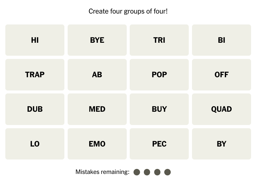 How did you do in Connections today? Players must select four groups of four words without making more than three mistakes. nyti.ms/3z4FBUy