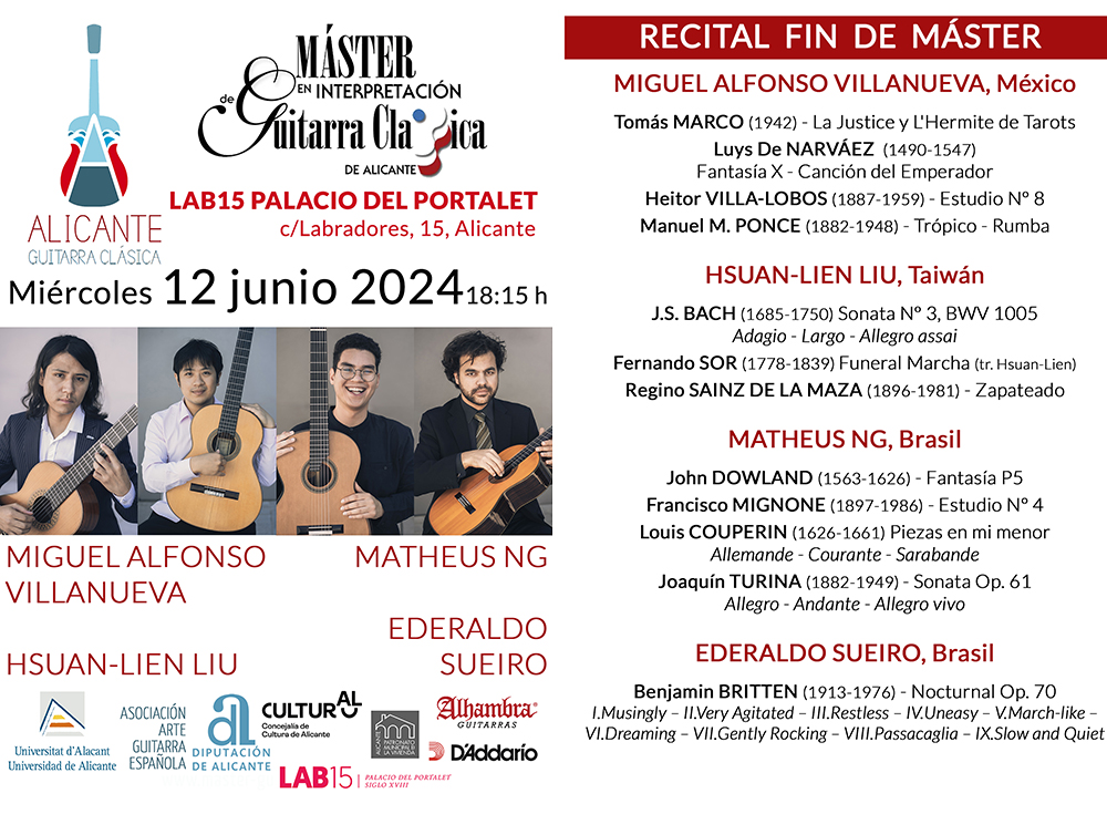 Recitales Fin de Máster, entrada libre, no te lo pierdas!
En LAB15 Palacio del Portalet. miércoles 12 junio, 18:15h.
