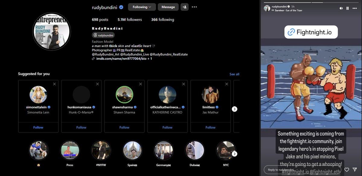 The epic journey to unite the meme world with the Fist of Friendship begins! Dormant heroes, rise now, swing your fists, and create a legendary tale!

With instagram.com/rudybundini carrying the legacy of a great boxer, who will inherit Muhammad Ali's golden gloves, "FIST"?