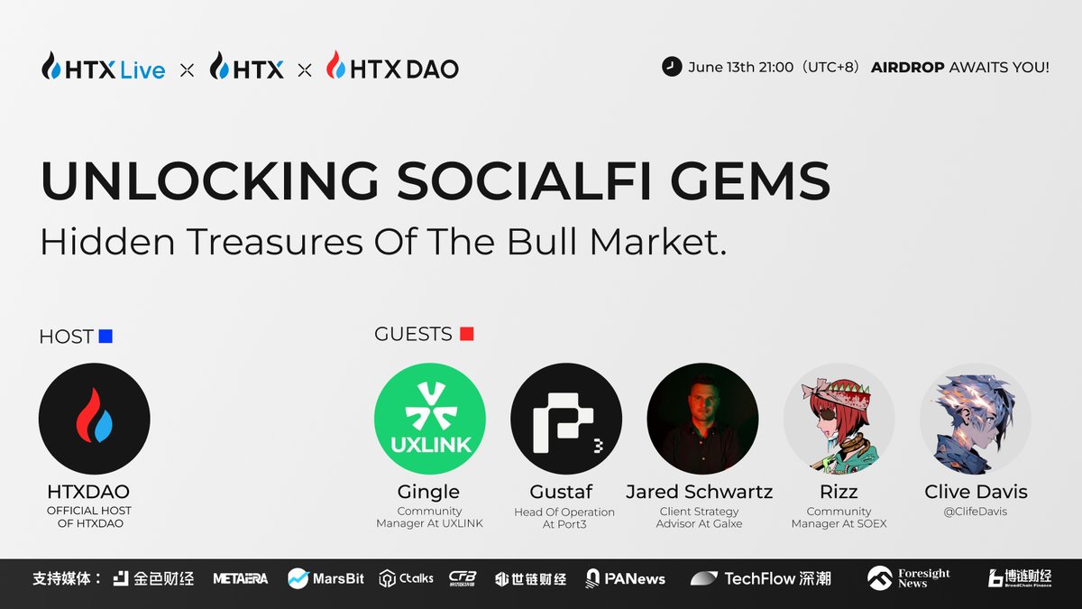 📢Join our English Twitter Space this Thursday at 21:00 (UTC+8) with some of the hottest SocialFi projects!🔥🔥

🚀 UXLINK - UXLINK is a web3 social platform and infrastructure where super Dapps take off <a href="/UXLINKofficial/">UXLINK</a>

🚀 Galxe- Galxe is web3’s largest onchain distribution
