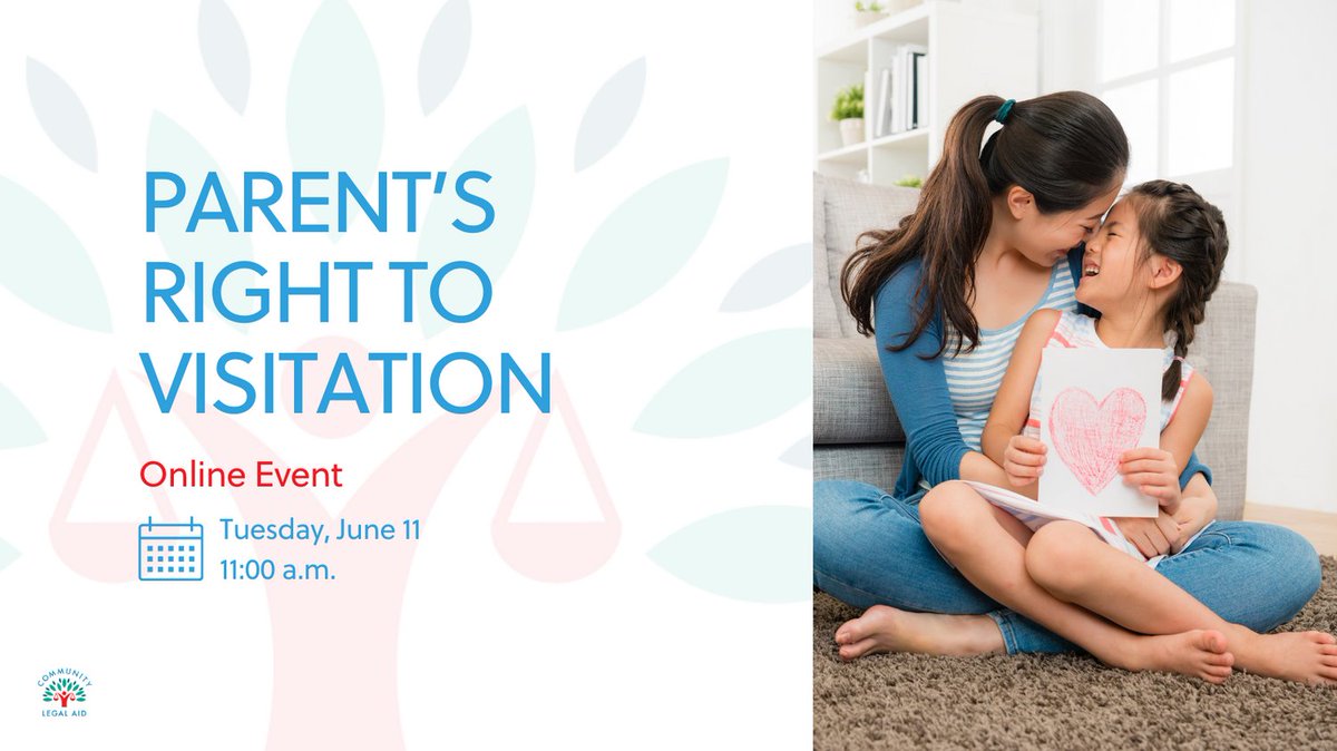 Learn more about your rights as a parent and talk with an attorney about how to get visitation with your kids!

Advance registration is not required! Join us today at 11:00 a.m. at communitylegalaid.org/events/online-…