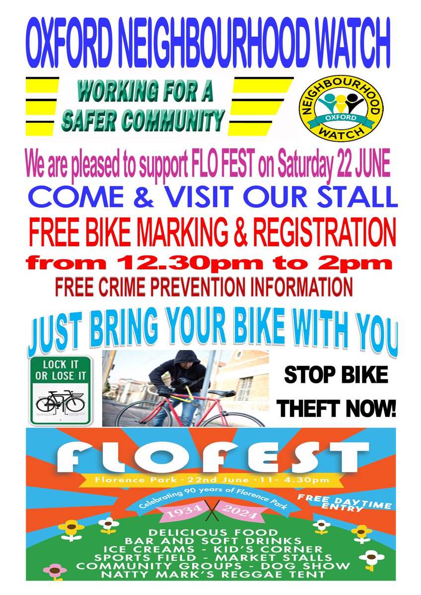 bikeregister's tweet image. @OxfordMaggie are hosting another set of bike marking events, in partnership with BikeRegister. Details below
18th June, Oxford Brooks Uni: 11am - 2pm
22nd June, Flo Fest: 12:30pm - 2:00pm

#BikeRegister #LockItMarkIt #BikeMarking #CycleCrime #TheftPrevention