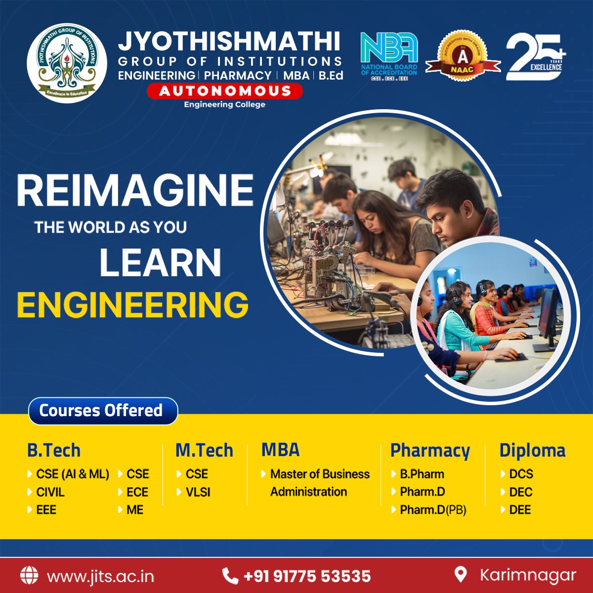 jyothish_mathi's tweet photo. REIMAGINE THE WORLD AS YOU LEARN ENGINEERING🌟
#JyothishmathiEngineering #EngineeringExcellence #Innovate #Inspire #EngineeringEducation #InnovativeLearning #HandsOnExperience #GlobalOpportunities #CareerGrowth #FutureEngineers #InnovativeProjects https://t.co/NI7tgZ7oep