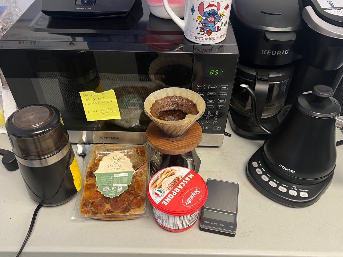 HajekTomas's tweet photo. Lab meeting with drip coffee, premium dates, and mascarpone, courtesy of our international fellow. Thank you Tariq. How did we ever survive on just plain old data before? https://t.co/edNfJKqzeJ