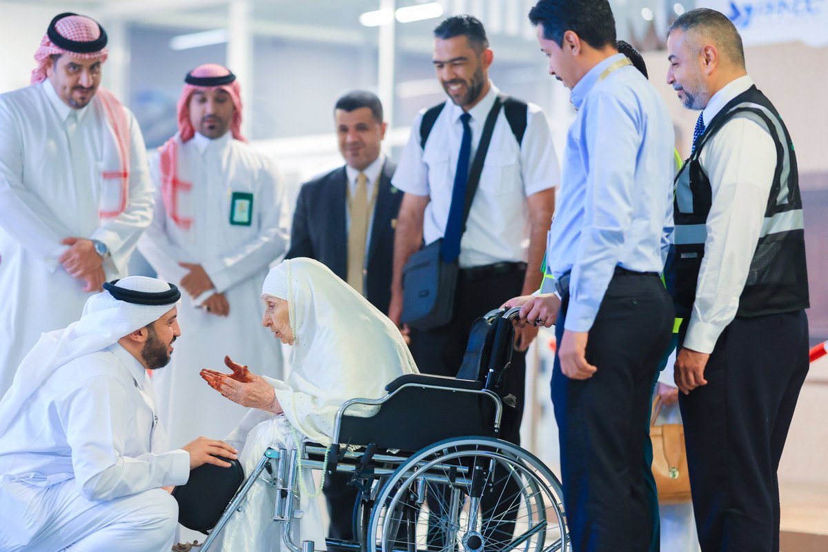 The oldest Haaj Sarahouda Stiti from Algeria, at 130 years old, arrived yesterday on Saudia’s flights.