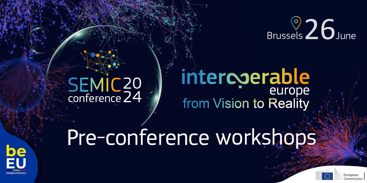 At #SEMIC2024🎇, the pre-conference workshop on #DigitalReady policymaking will return!

Check out its 📖agenda (semic2024.eu/agenda/, (26/04, 14:00 to 18:00 CET)) secure your spot online, and harness the power of #AI and #semantic technologies!
👉 semic2024.eu/registration/
