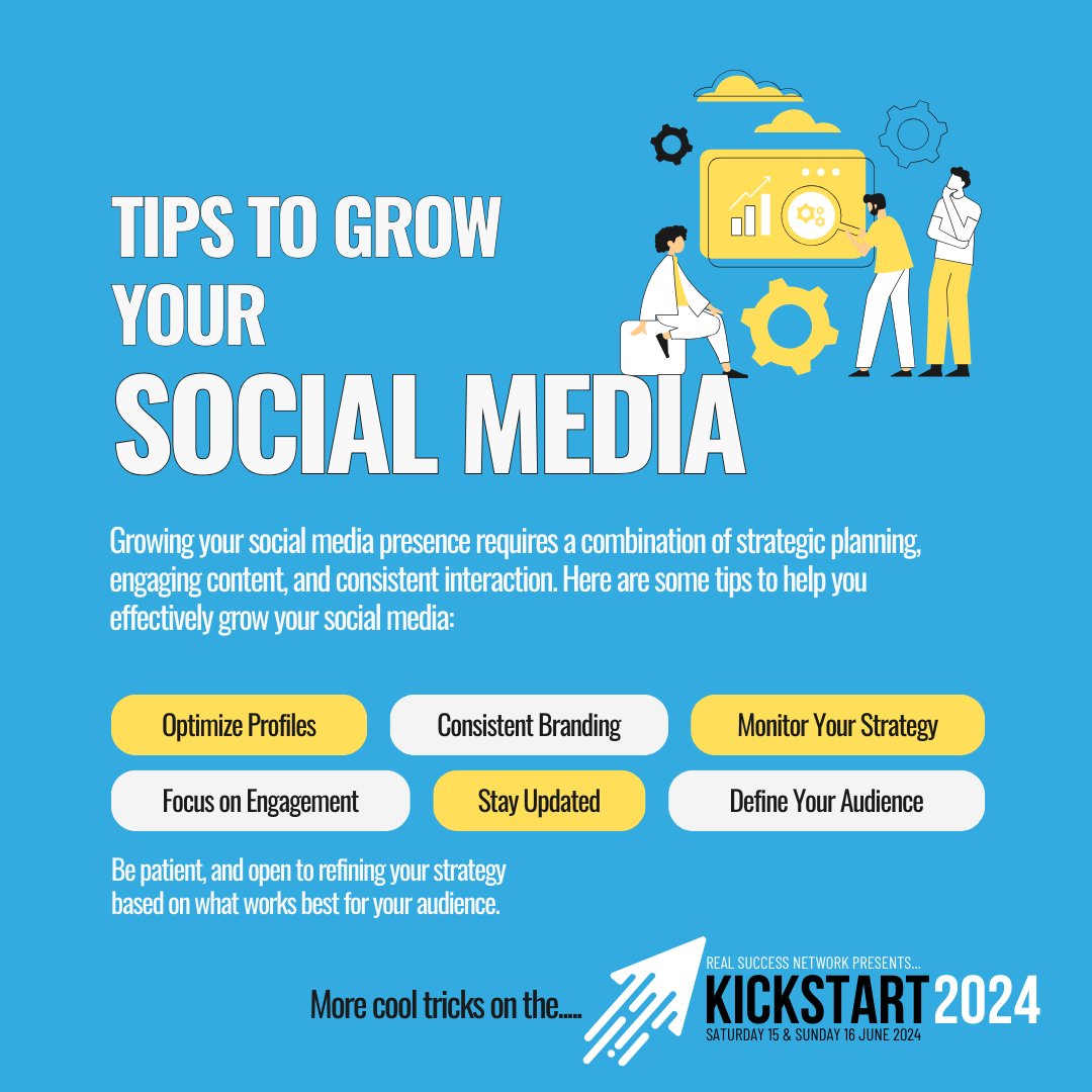 RealSuccessZA's tweet photo. 🚀 Ready to take your social media game to the next level? Here are some top tips to help you grow your presence:

🌟 Learn from JOHN LEE and get the tools you need to succeed. Don't miss out!

📅 Register Now: https://t.co/ndQPdHFVgv
#SocialMediaTips #GrowYourPresence #Kickstart https://t.co/aJHaFSsCrs