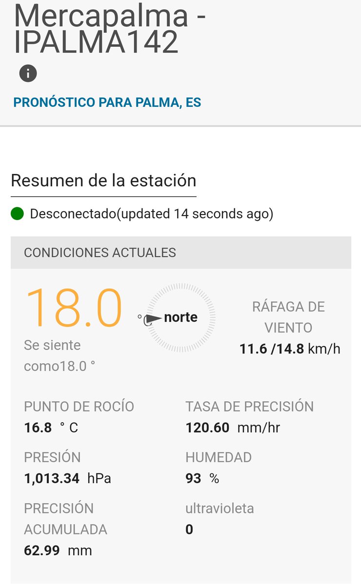 Gran aiguat a #Palma zona aeroport! Alguns registres de 60mm