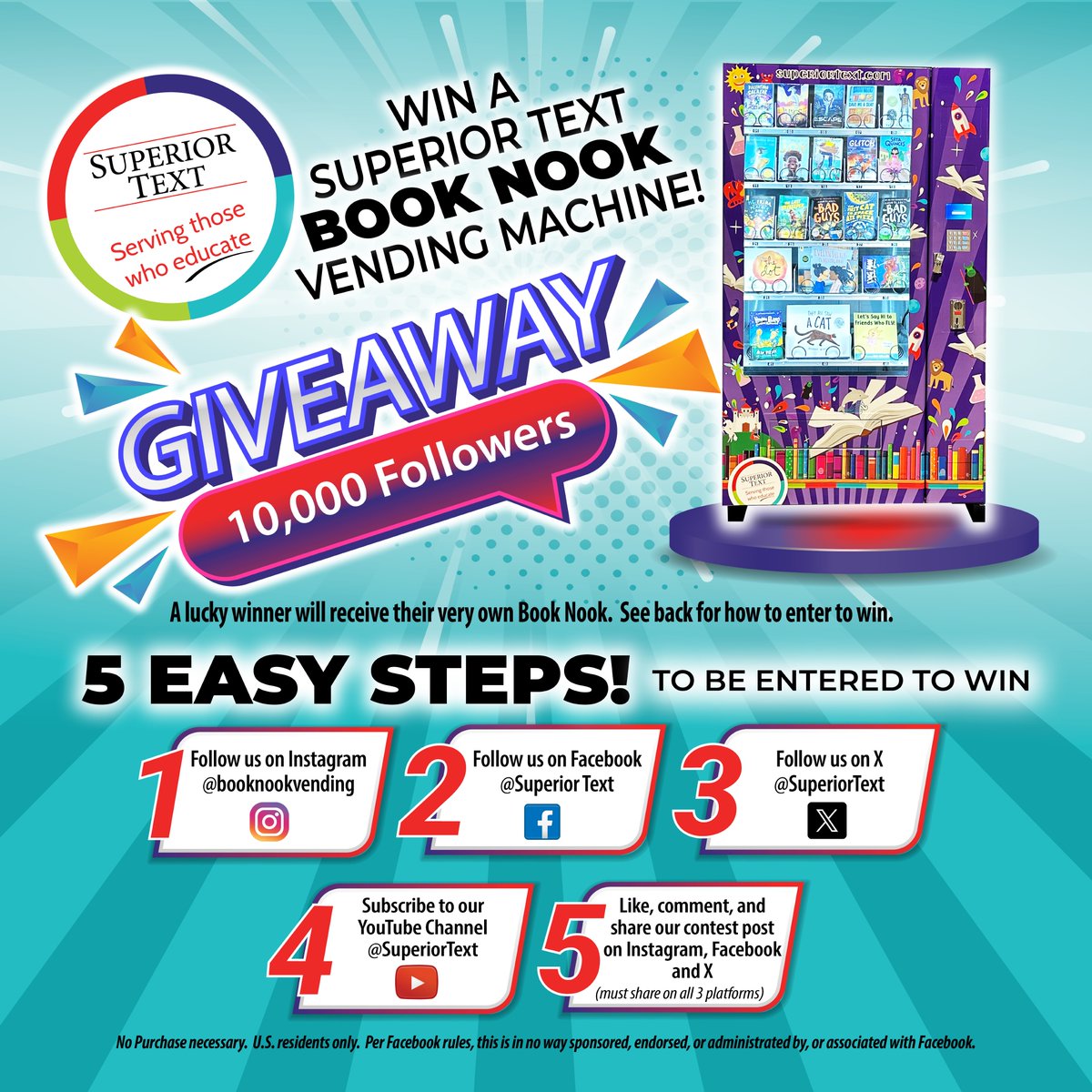 SuperiorText's tweet image. Don&apos;t miss your chance to win a free Book Nook! Just follow the steps below. Share with your school to increase your chances!