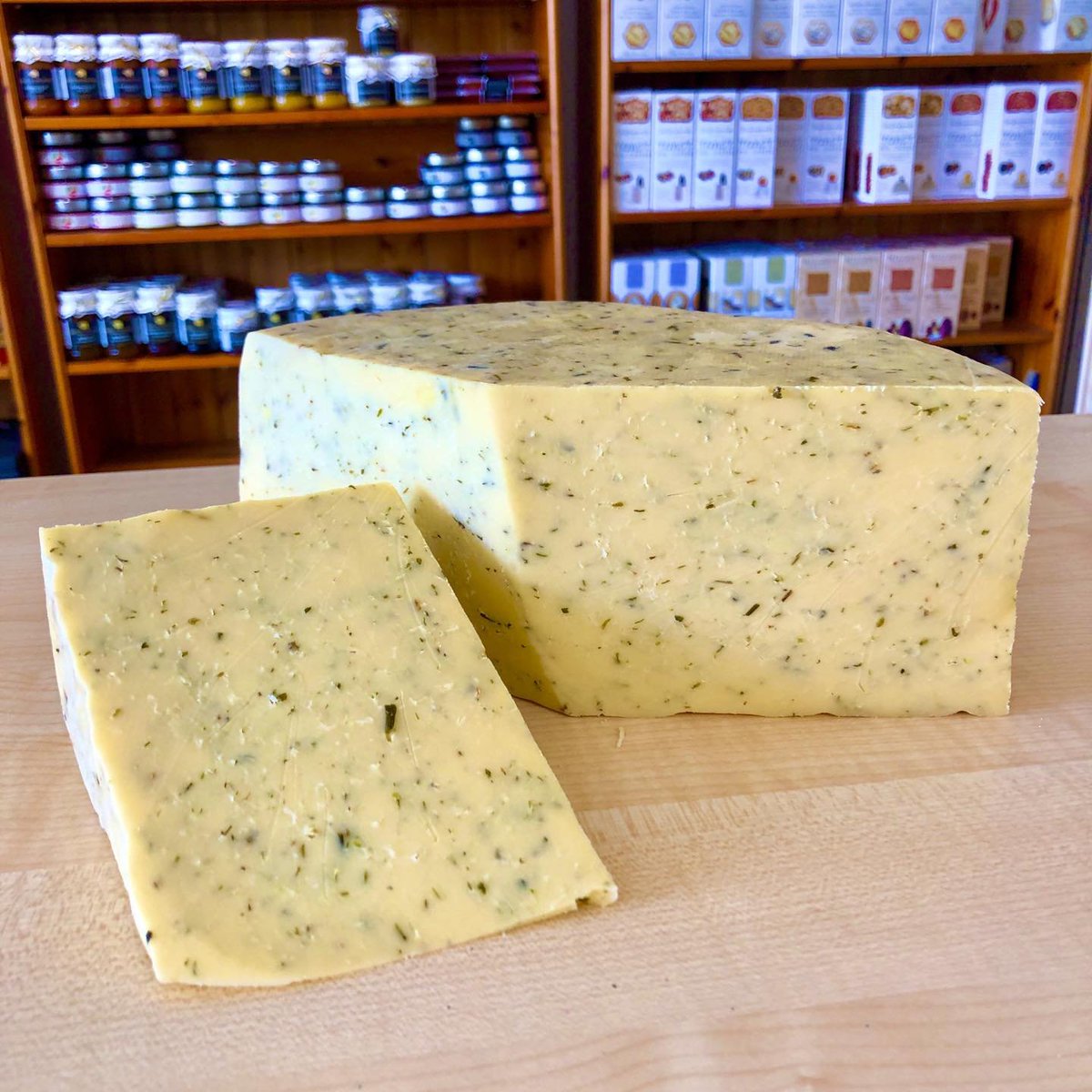 Cheese of the month: Scrumpy Sussex. Hand-made to a traditional recipe of cider, herbs and garlic blended with curds, giving the cheese a distinctive flavour. Cow’s milk, unpasteurised, vegetarian #rugbytown #cheeseshop #finecheese #artisancheese #cheeseonthegreen