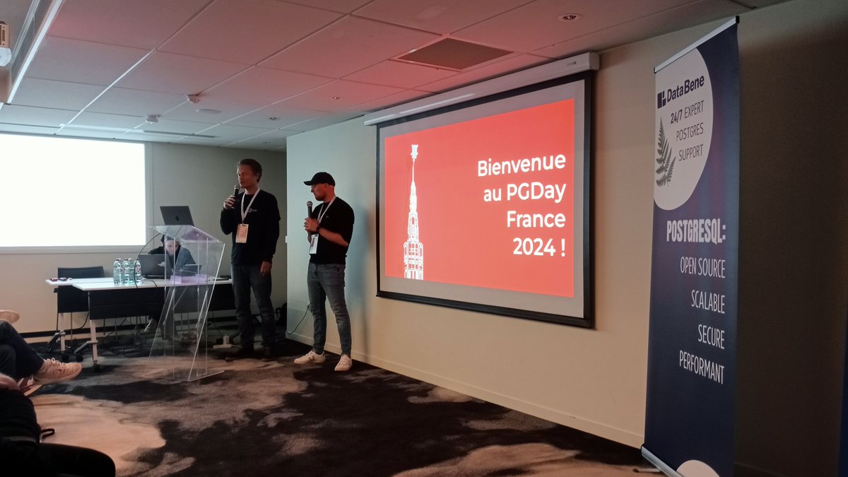 Anthony Nowocien et Matthieu Cornillon 
ouvrent la conférence PG Day France 2024 !

#pgday
#postgresql

Diffusion en direct sur 

pgday.fr