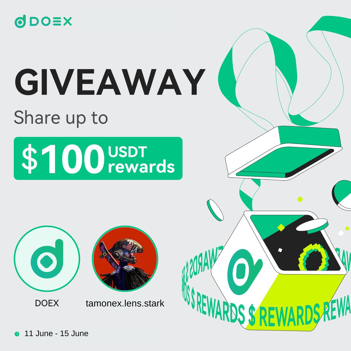 tamonex2000's tweet photo. ✨🌈#DOEX $1️⃣0️⃣0️⃣ #Giveaway🌈✨

$50 USDT × 2名💖

✅Follow
@DoexGlobal 
@tamonex2000 
✅❤️&amp; RT

⏰6/15

リプ欄に #DOEX で当選確率🆙🔥🚀

DOEXとは🧐⁉️
📌2022年に設立されたCEX
📌米国FinCEN・カナダFinTRACのMSBコンプライアンス金融ライセンスを取得済 https://t.co/HRXvn0nyc8