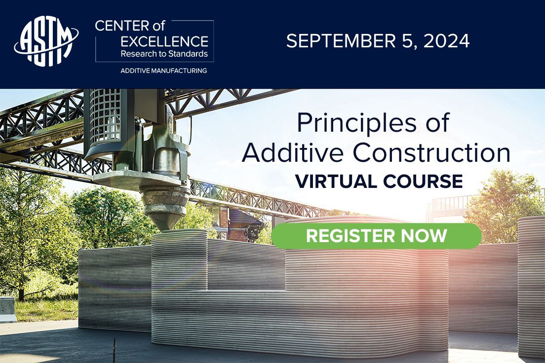 ASTMStudentFans's tweet photo. The term Additive Construction is used to describe technologies that build large-scale structures layer by layer. Discover how #AdditiveConstruction is transforming the industry in this virtual course! 9/5/24

https://t.co/BSrglL47Fn 

via @ASTMAMCOE 

#additivemanufacturing https://t.co/uA7qiYOsws