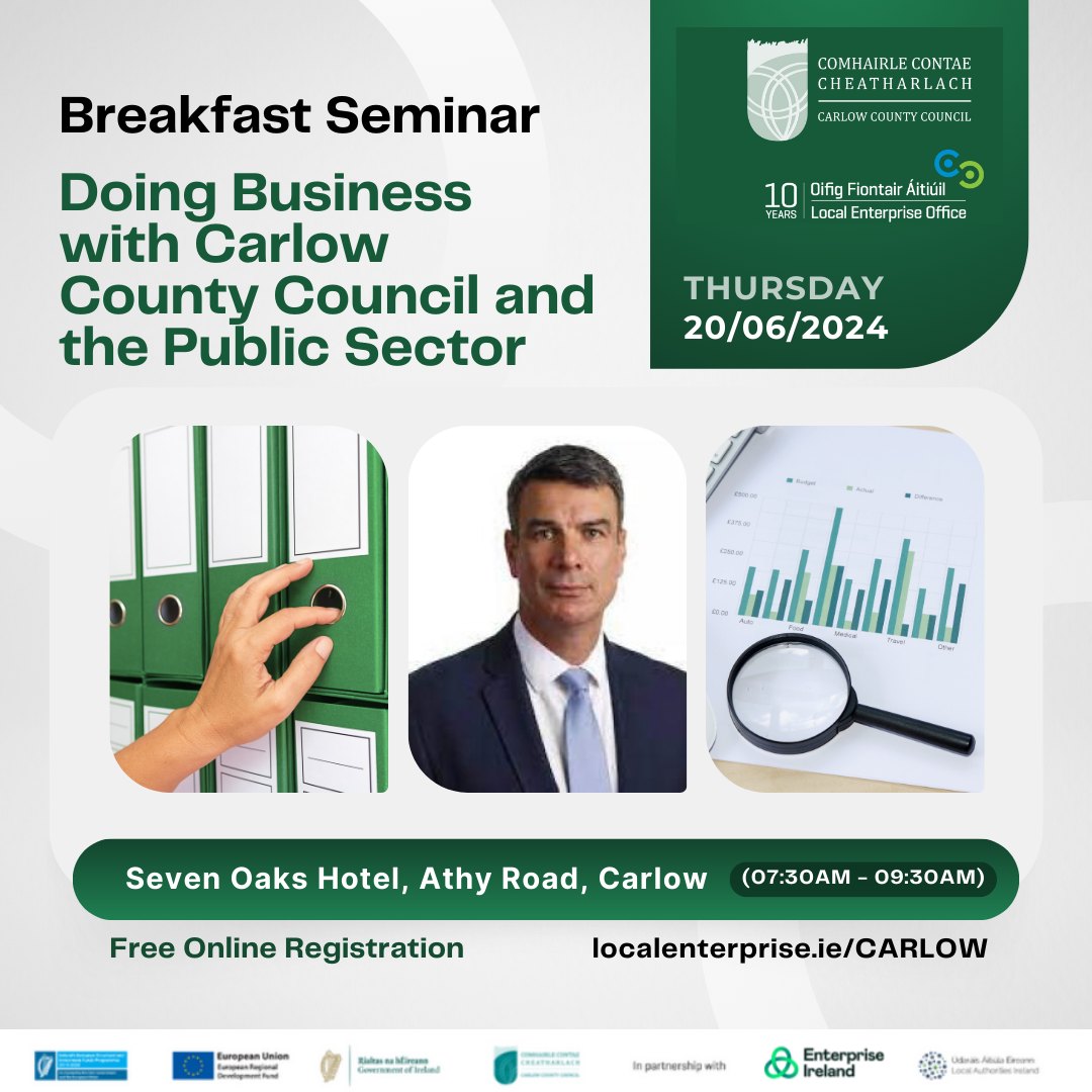 inCarlow | Carlow LEO (@carlowleo) on Twitter photo Join us for a special breakfast seminar geared towards equipping SMEs, Micro-Businesses and local organisations to successfully navigate the process of bidding for contracts with <a href="/carlow_co_co/">CarlowCountyCouncil</a>
Info & Booking at buff.ly/3yDcB6m
<a href="/carlowchamber/">County Carlow Chamber</a> <a href="/CarlowPPN/">Carlow PPN</a> Join us for a special breakfast seminar geared towards equipping SMEs, Micro-Businesses and local organisations to successfully navigate the process of bidding for contracts with <a href="/carlow_co_co/">CarlowCountyCouncil</a>
Info & Booking at buff.ly/3yDcB6m
<a href="/carlowchamber/">County Carlow Chamber</a> <a href="/CarlowPPN/">Carlow PPN</a>