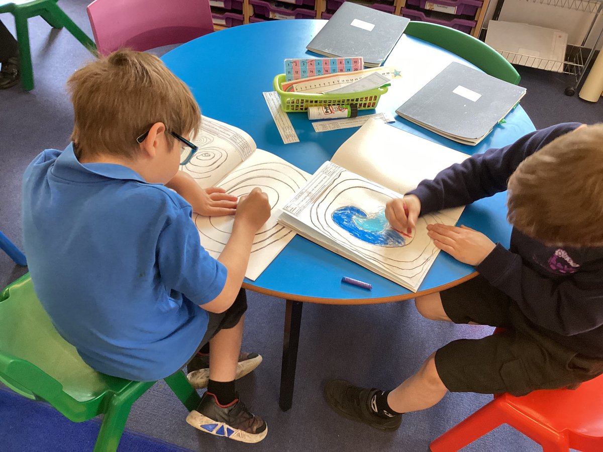 OwpsFoxes's tweet photo. It’s our first Art lesson based on Spirals this afternoon. We’re trying out pastels, chalk, charcoal and sketching pencils. #owpsart https://t.co/zDWme9OqYb