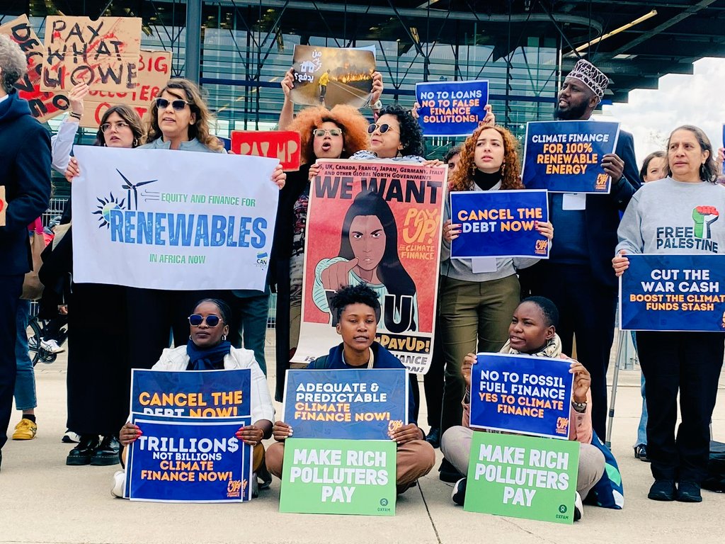 CJusticeAfrica's tweet photo. Africa demands an #equitable and funded transition to renewables. The #climate #crisis is at our doorstep, and the @G7 &amp; big #corporations are to blame. 
#PayUp for #ClimateFinanceNow https://t.co/Ua7ZOI0YAX