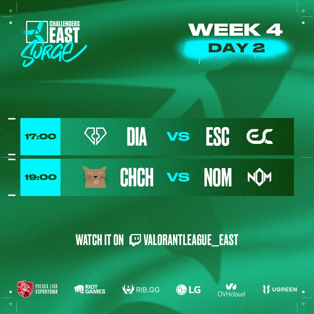 ⬇️⬇️⬇️

<a href="/EsportsDiamant/">Diamant Esports</a> 🆚 <a href="/ESCGaming/">ESC Gaming</a> 
<a href="/ChipiChapasVAL/">Chipi Chapa's VALORANT 😼🐈</a> 🆚 <a href="/NOM_Esports/">NOM</a> 

Watch at:
🇵🇱 twitch.tv/valorantleague…