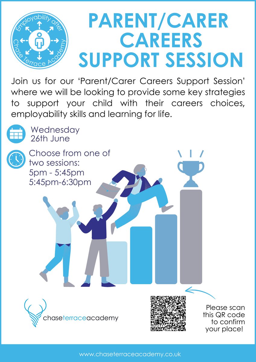 We will be hosting a ‘Parent/Carer Career Support Session’ aimed at equipping parents/carers with the essential skills to support their child(ren) in making informed career choices and preparing them for employability and lifelong learning.
Read more here: shorturl.at/BbZUA