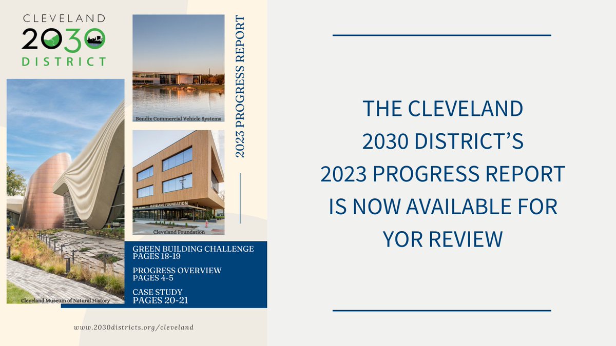 Read Cleveland 2030 District's 2023 progress report.  We work to mitigate the commercial building sector's impact on the environment. Members reduced energy use by 28%, water by 35% and transportation emissions by 40%.  Read the full report: 2030districts.org/cleveland/clev…