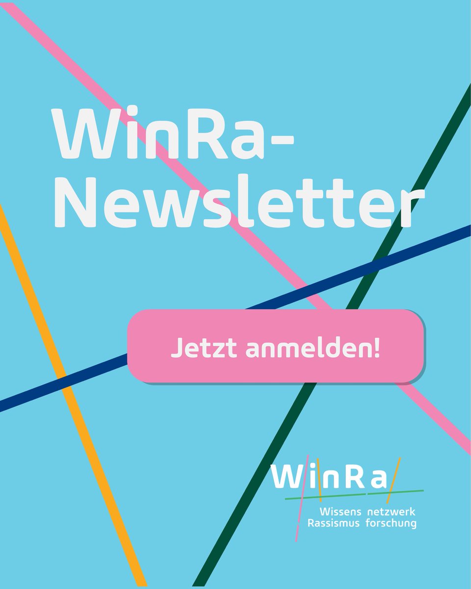 WinRa___'s tweet photo. ￼Neu 📢: WinRa Newsletter-Anmeldung! ￼
Bleib auf dem Laufenden über aktuelle Themen &amp; Veranstaltungen zur #Rassismusforschung in Deutschland. Melde dich jetzt an und erhalte unseren #Newsletter direkt in dein Postfach! 📩￼
￼ https://t.co/BFoOqBnMl2

#WinRa #Aktuelles https://t.co/jL2ZSaCNG5