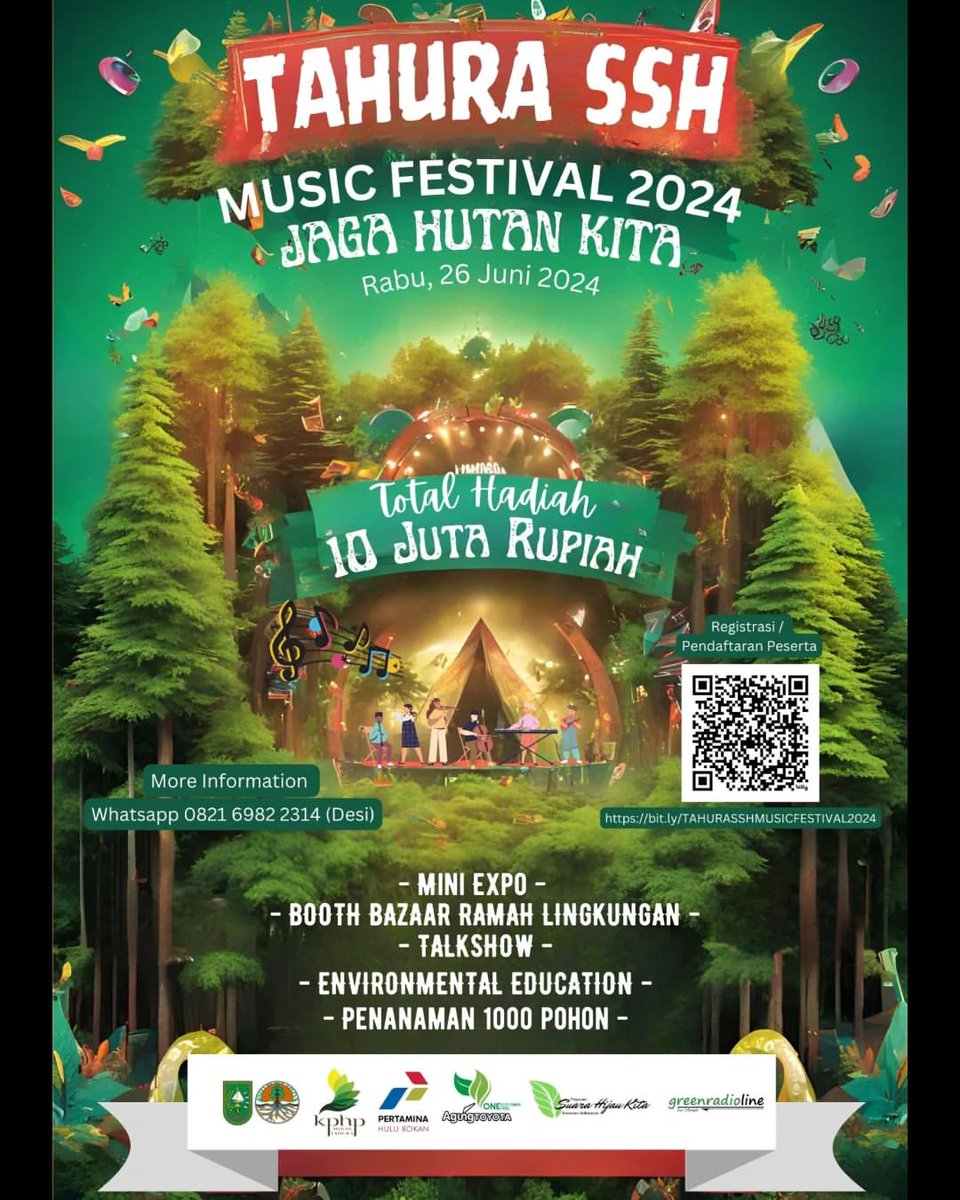 infoPKU's tweet photo. Tahura SSH Music Festival, Jaga Hutan Kita
Diselenggarakan Rabu 26 Juni 2024.
Daftarkan Bandmu, dapatkan Hadiah Total Rp10 juta.
Ikuti kegiatan lainnya. :
Mini Expo
Booth Bazar Ramah Lingkungan
Talk Show
Enviromental Education
Penanaman 1000 Pohon
#infoPKU #eventPKU https://t.co/8wEfbgUvaU