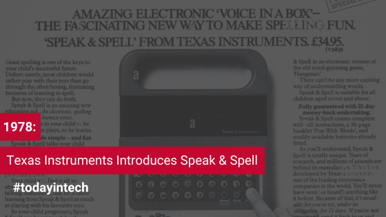 netterrain's tweet image. #OnThisDayInTech in 1978, @TXInstruments introduced the Speak &amp;amp; Spell, the first device to mimic human speech on a silicon chip. 🎤📚 

#TechHistory #EdTech #Innovation