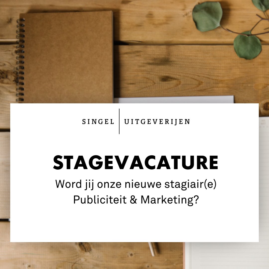 Wij zoeken nieuwe stagiair(e)s op onze publiciteit en marketing afdeling! Het is een verrassende, uitdagende en creatieve stage waarin je alle facetten van het werken op een publiciteits- en marketingafdeling meekrijgt.
De vacature is te vinden op singeluitgeverijen.nl/vacatures