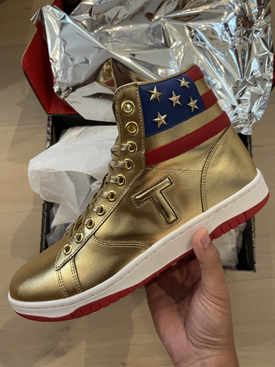 Donald Trump’s Never Surrender High-Tops have landed

“Enjoy my sneakers and have fun”