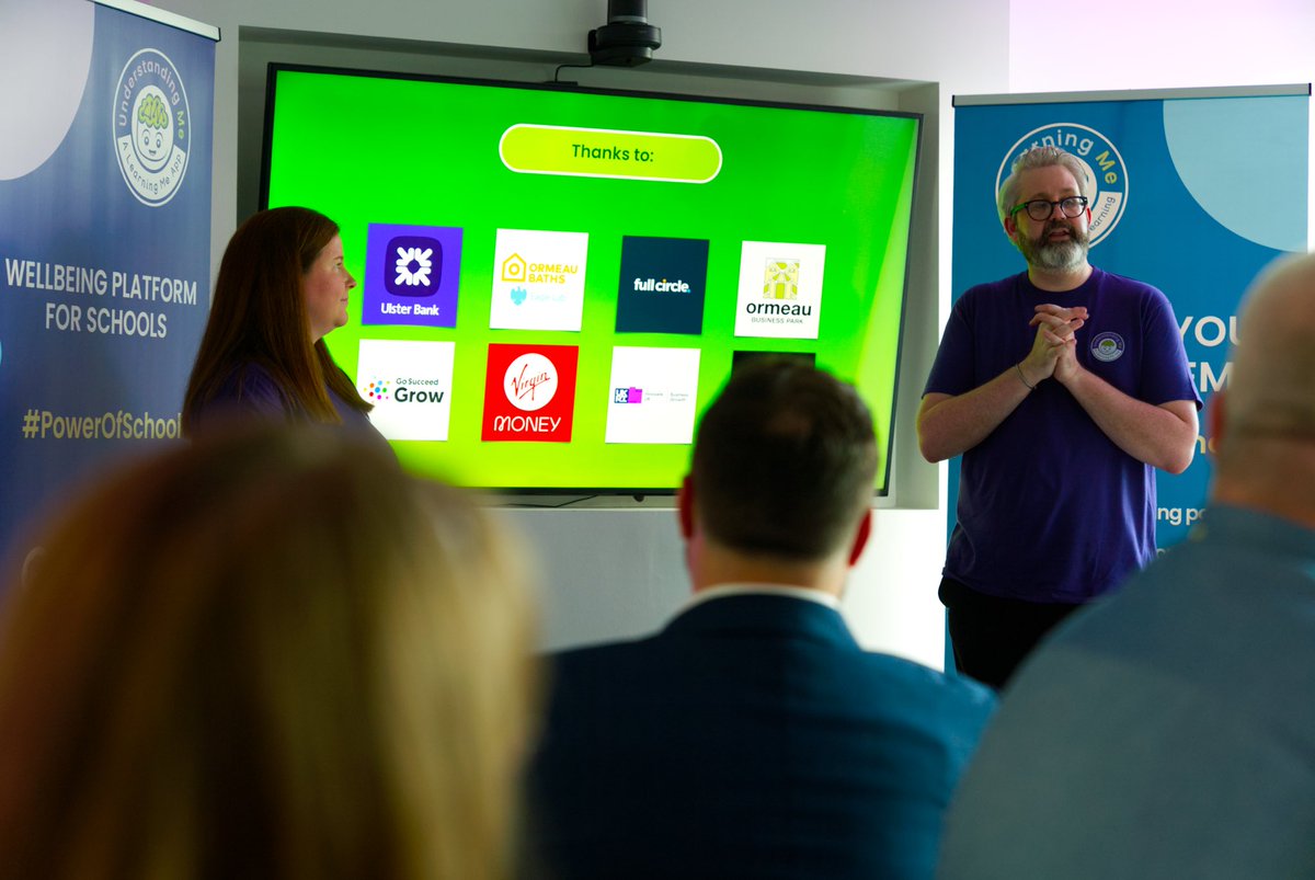 LearningMeEdu's tweet photo. Yesterday we welcomed friends of Learning Me to the launch of our wellbeing platform #UnderstandingMe 💜💚 We couldn’t have done it without the superb hospitality from @themomentblog &amp; @UlsterBankNI team! Thank you for the support! 
Stay tuned for a full review of the night! https://t.co/cAX8LrUoG5