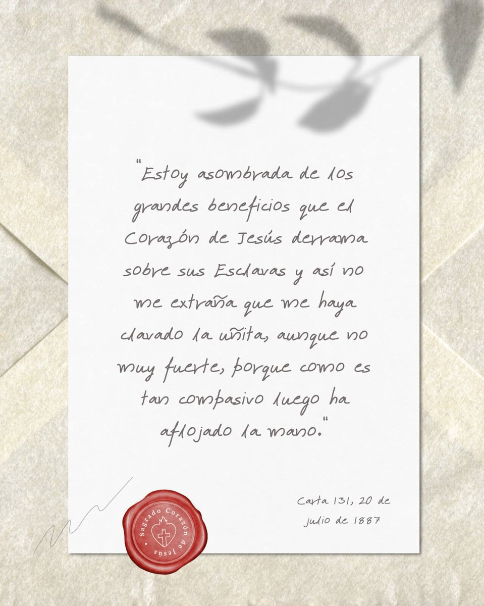❤️ "Estoy asombrada de los grandes beneficios que el Corazón de Jesús derrama sobre sus Esclavas"
🙏🏻 ¡ Que su palabra nos siga inspirado y de frutos en nuestros corazones!

#madrecatalina #beatamadrecatalina #sagradocorazon
