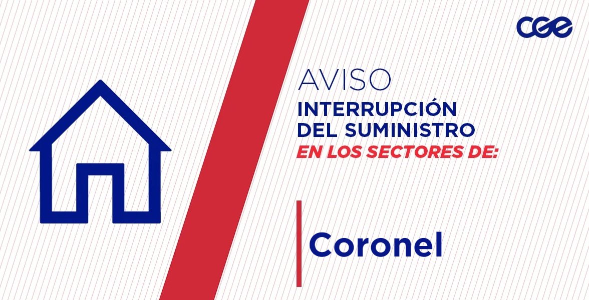 CGE_Clientes's tweet photo. Informamos a nuestros clientes de los sectores Paillao, Regumilla, Quilapán, Mangín, Wennmapu en la comuna de #Coronel, la interrupción del suministro eléctrico. Nuestro personal de emergencia ya está informado. https://t.co/DHp1LzoIsf