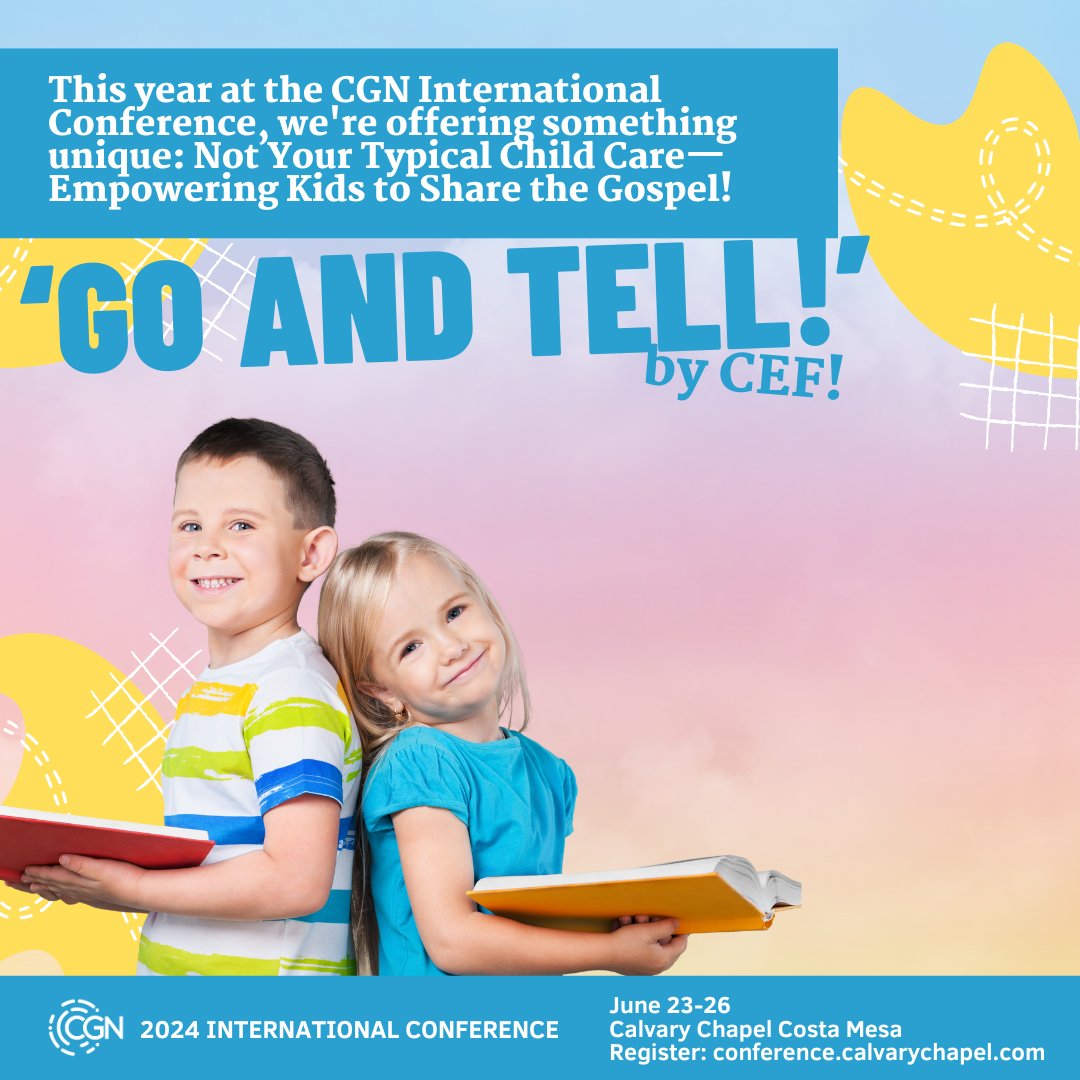 CGlobalNetwork's tweet image. We're thrilled for the little ones to soak up knowledge at this year's CGN Conference! @ChildEvangelism is offering something truly unique: empowering kids to share the Gospel! Sign up today for an inspiring experience for both you and your children!

conference.calvarychapel.com