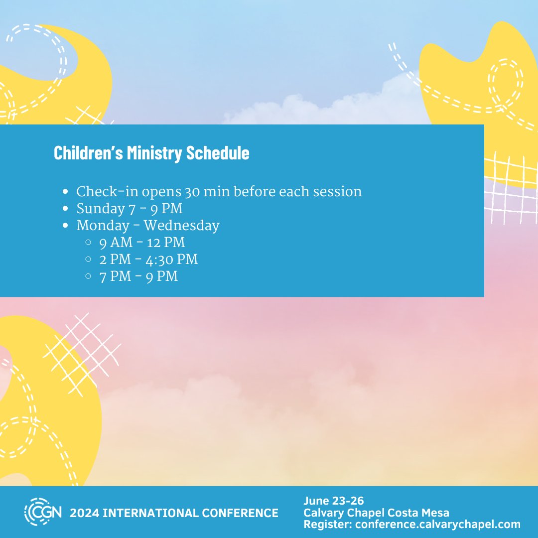 CGlobalNetwork's tweet image. We're thrilled for the little ones to soak up knowledge at this year's CGN Conference! @ChildEvangelism is offering something truly unique: empowering kids to share the Gospel! Sign up today for an inspiring experience for both you and your children!

conference.calvarychapel.com