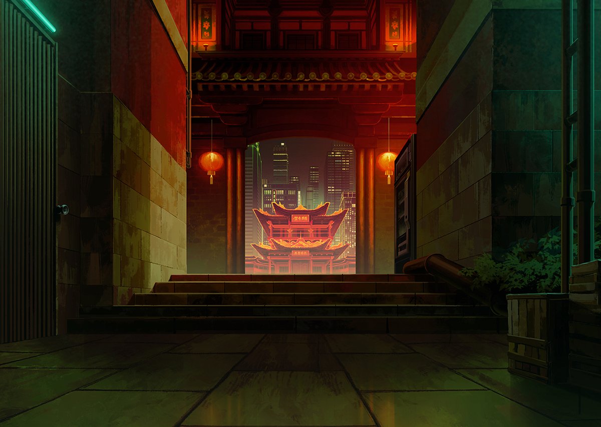Meryl_Franck_'s tweet photo. Few backgrounds from the Tenjutsu announcement trailer, done with @crcr_studio at @wizzdesign for @devolverdigital https://t.co/5DOznlKmw3