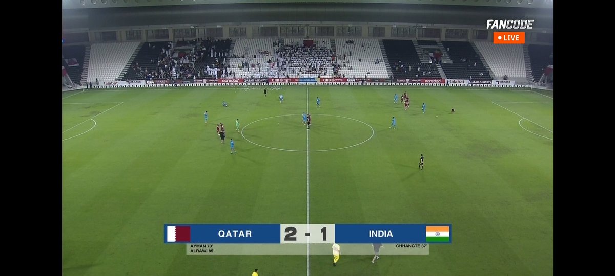 nnis_sports's tweet photo. HEARTBREAK FOR TEAM INDIA 😢

Qatar 2-1 India (Full Time) 

#IndianFootball #FIFAWorldCup2026 #FIFAWWC #IndiavsKuwait https://t.co/Oq0S9cseUn