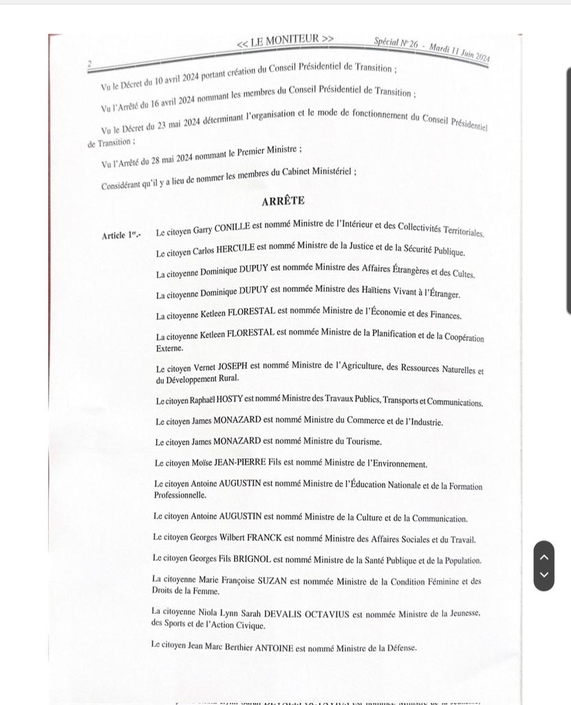 Voici l'arrêté qui vient tout juste d'être publié, comme annoncé par notre rédaction.#metronomehaiti👇🏾👇🏾