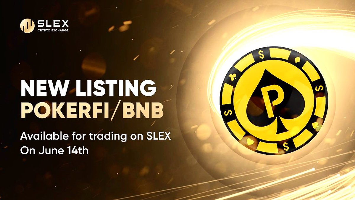 🌟 Big News! 🌟

PokerFi will be listed on Slex.IO on June 14th! 🎉

Join us as we take another step in our mission to revolutionize the world of poker with blockchain technology. Trade $PokerFi at Slex.IO and be part of the future of poker gaming