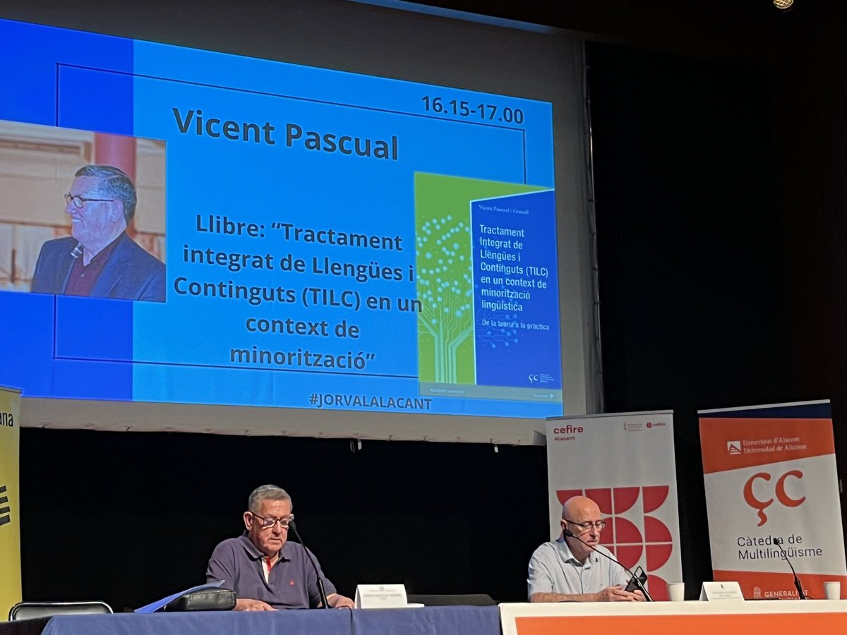 Comença la conferència de Vicent Pascualz
Llibre: “Tractament integrat de llengües i continguts (TILC) en un context de minorització”
#JORVALALACANT