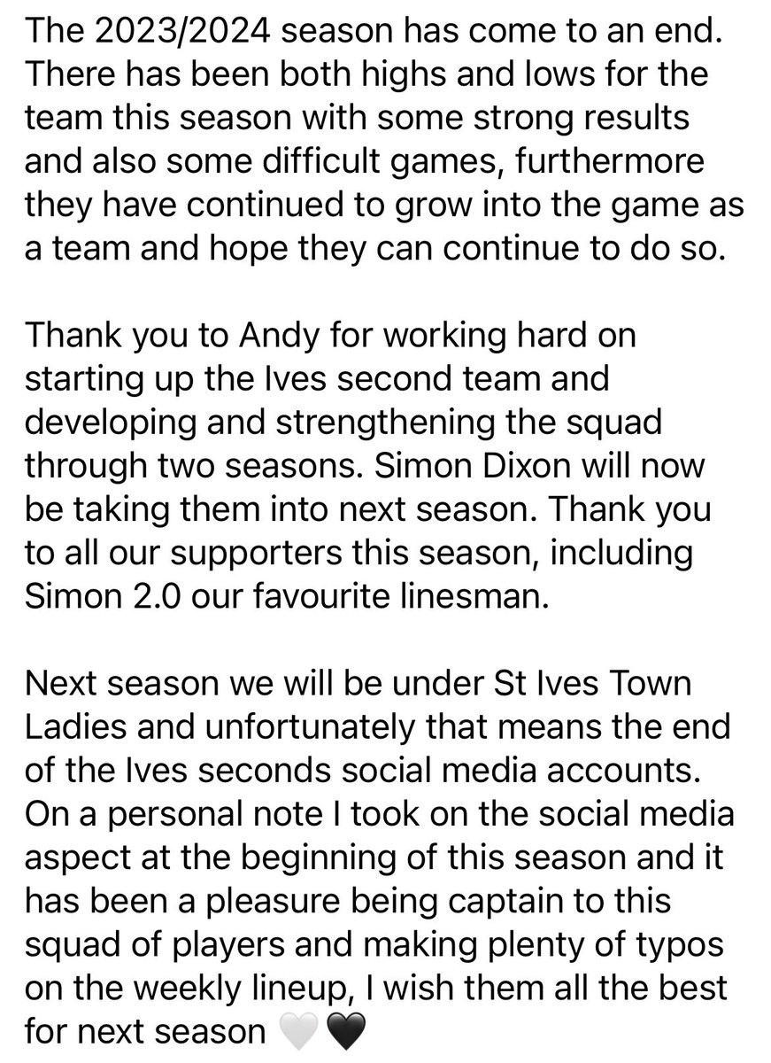 Ivesseconds's tweet image. The ladies next season will be under @IvesTownLadies🤍🖤