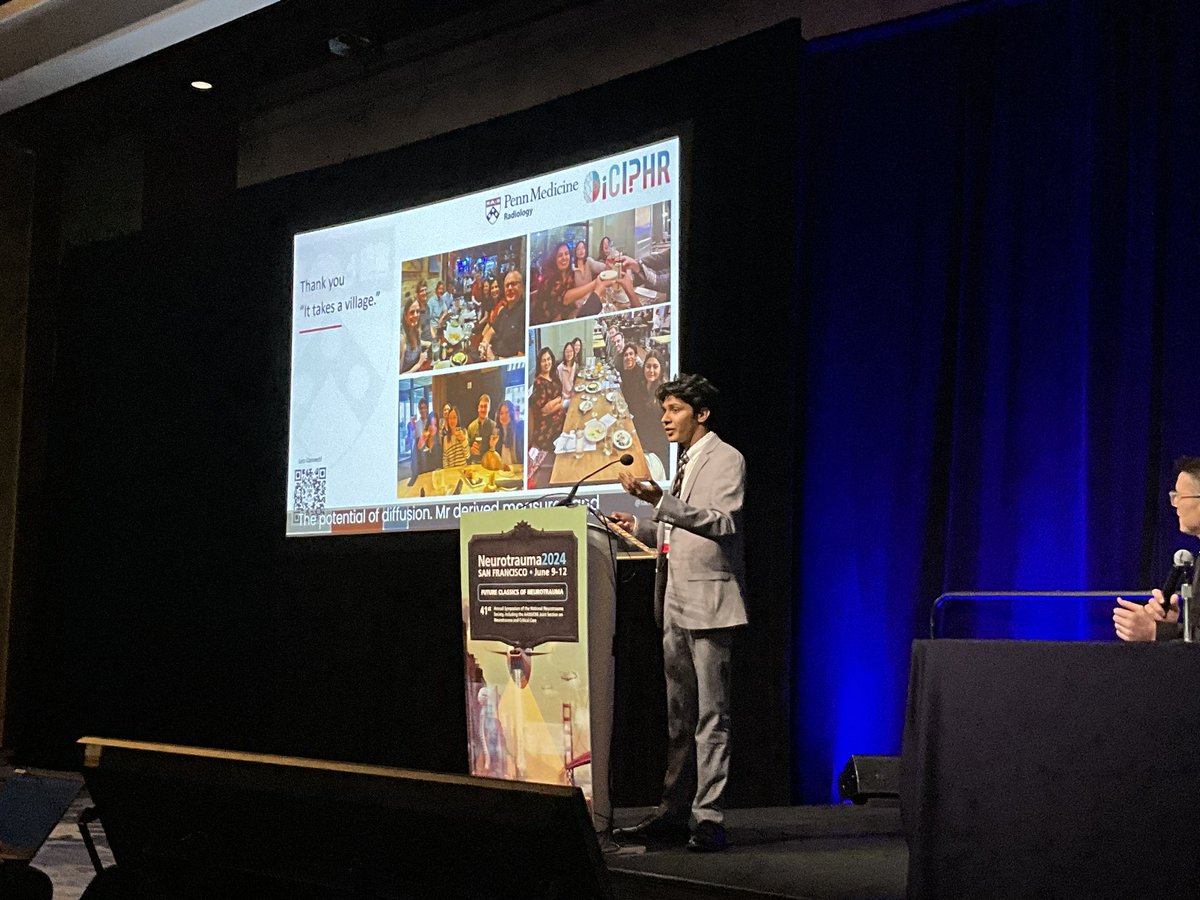 Satvik Tripathi (@satvikt_ai) on Twitter photo Had the honor of speaking and presenting at #NNS2024!
Talked about our study taking the first step towards an imaging-based patient specific marker for outcome prediction in mTBI patients 🧠⚡️
Extremely grateful to <a href="/Ragini__Verma/">Ragini Verma</a> <a href="/DiCIPHR/">DiCIPHR Lab at UPenn</a> for all the mentorship and support! Had the honor of speaking and presenting at #NNS2024!
Talked about our study taking the first step towards an imaging-based patient specific marker for outcome prediction in mTBI patients 🧠⚡️
Extremely grateful to <a href="/Ragini__Verma/">Ragini Verma</a> <a href="/DiCIPHR/">DiCIPHR Lab at UPenn</a> for all the mentorship and support!
