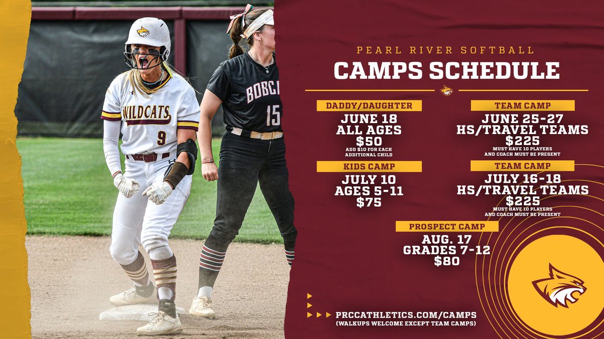 PRCC Athletics (@prccathletics) on Twitter photo Don't forget that <a href="/PearlRiverSB/">Pearl River Softball</a> has several camps coming up! Head over to PRCCAthletics.com/Camps for more information and to sign up!
#RRR🐾 Don't forget that <a href="/PearlRiverSB/">Pearl River Softball</a> has several camps coming up! Head over to PRCCAthletics.com/Camps for more information and to sign up!
#RRR🐾