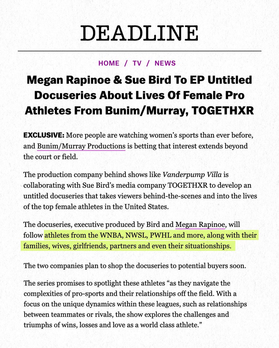 togethxr's tweet photo. We have some BIG news!

We’ve partnered with @BunimMurray for an exciting new project. Executive produced by @S10Bird and @mPinoe, this docuseries will take you behind the scenes and into the wins, losses, and love of world class athletes.

📰 https://t.co/gxQx3Is0zY https://t.co/3HwF8JEdlx