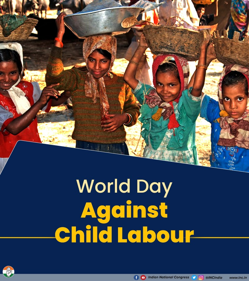 INCIndia's tweet photo. The Child Labour (Prohibition &amp; Regulation) Act, 1986 was enacted in India under the progressive vision of Shri Rajiv Gandhi for holistic development and a glorious future for the children of the country.

We commit to furthering his vision on World Day Against Child Labour. https://t.co/gkfqwH0VtY