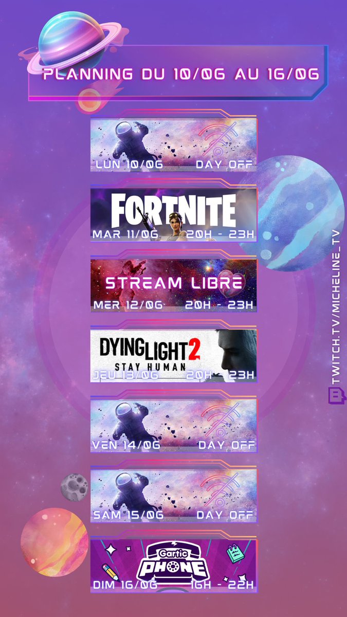 Planning de la semaine 🫶
