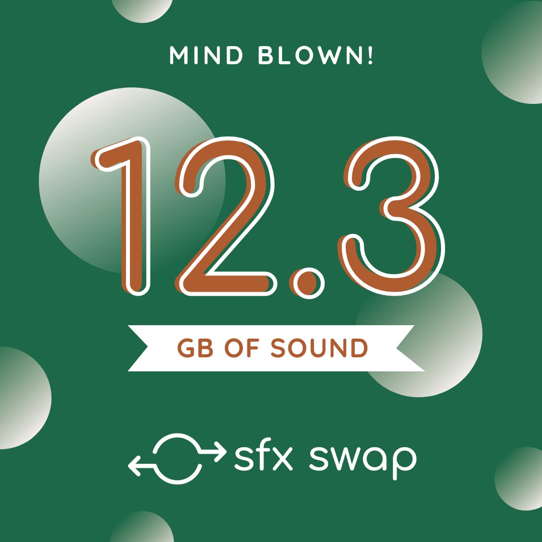 sfxswap's tweet image. It's time to reveal the stats from June's SFX Swap! 😇

154 talented sound designers contributed 1,299 SFX, totaling over 12.3GB of audio! 🤯

We'd like to thank sponsor @inmotionaudio for their excellent contribution!

See you next month! 👋

#sfxswap #gameaudio #sounddesign