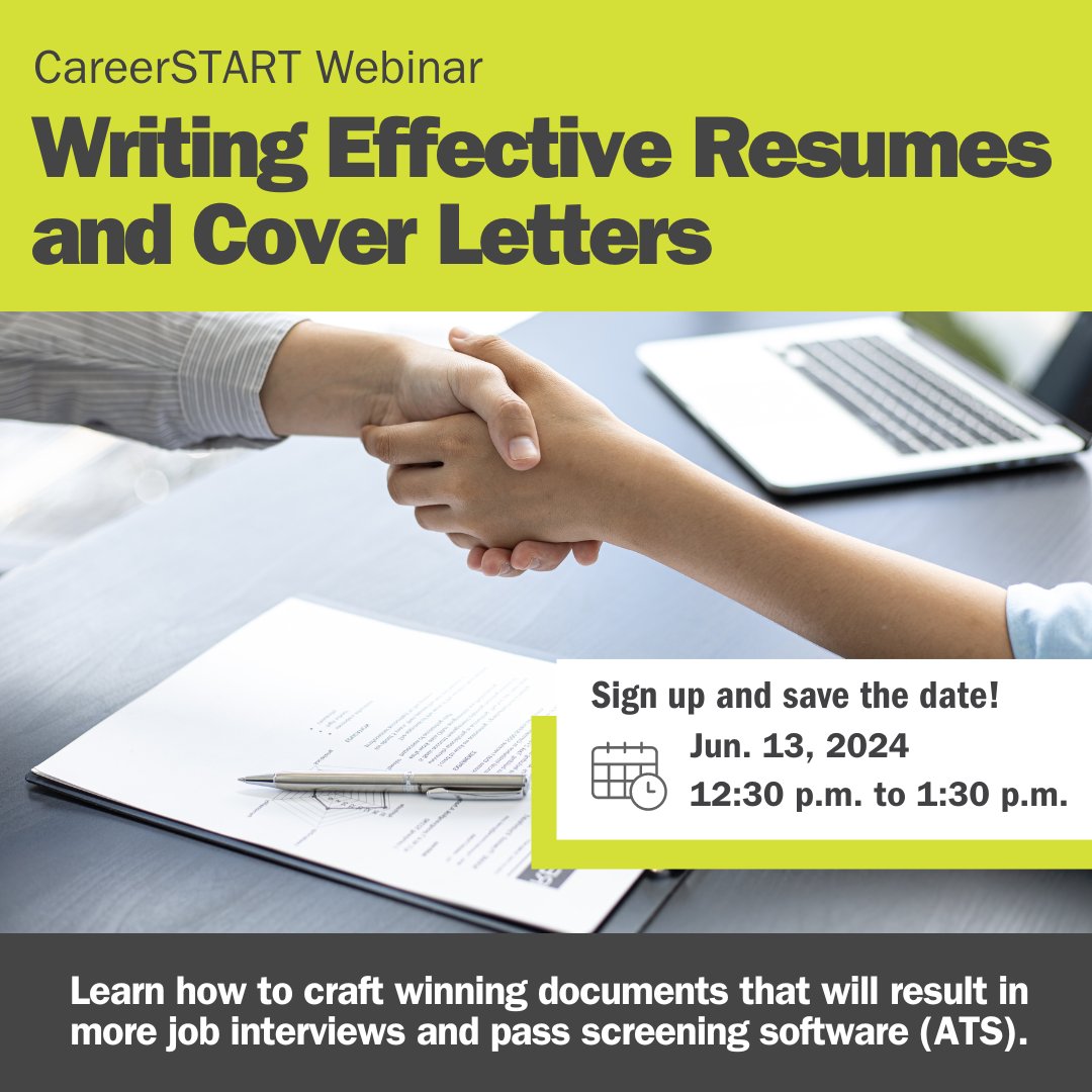 Eager to improve your resume and cover letter to get better results in your job search? 🔍
💼 Learn how in our webinar on June 13.
Register here bit.ly/4aT70pS 🫡

#CentennialCollege #CareerServices #JobSearch #Resume #CoverLetter #CareerDevelopment #JobHunting