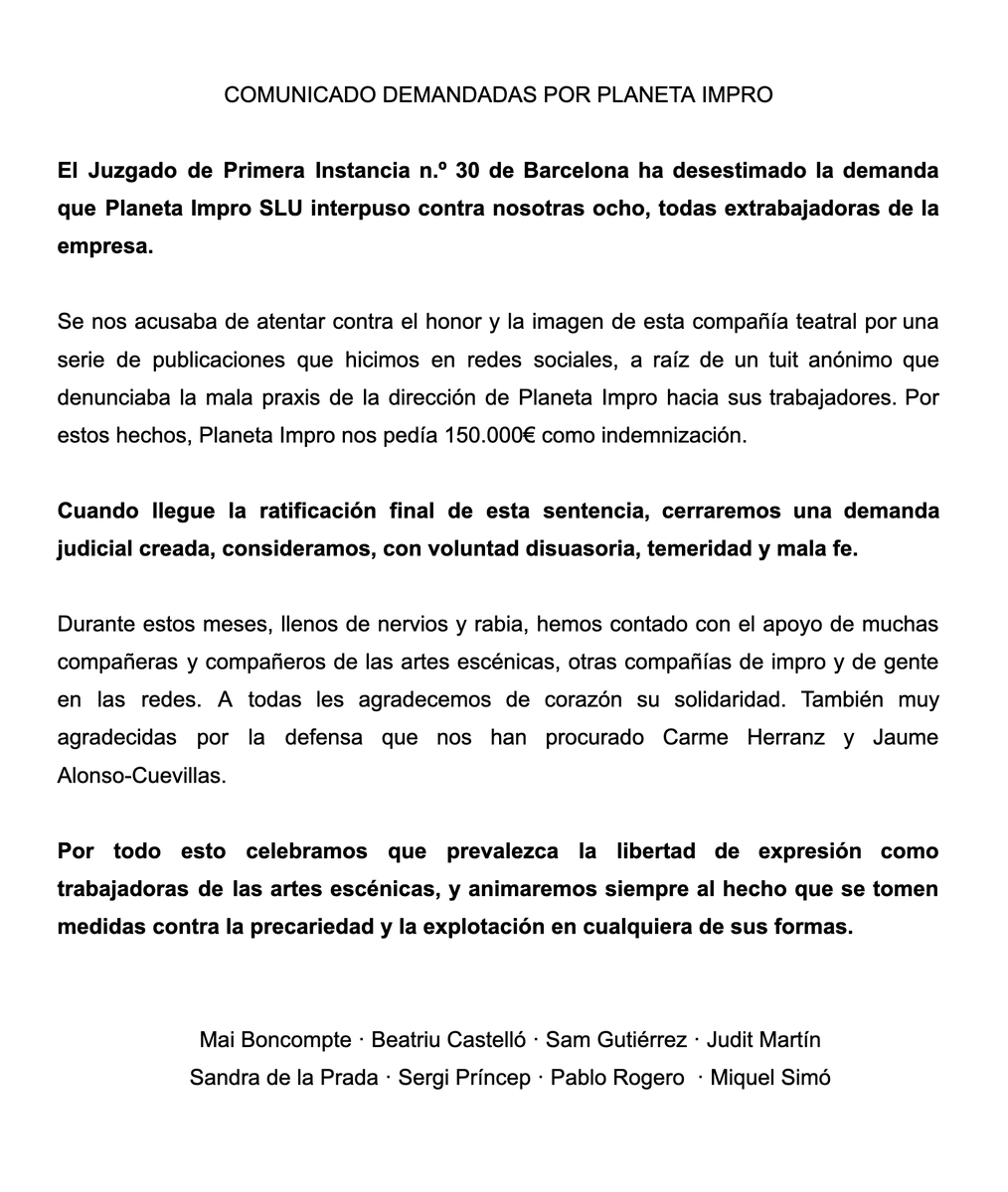 📢 Ya ha salido la sentencia de nuestro caso.
Agradecemos la difusión